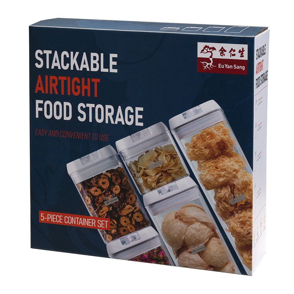 Stackable Airtight Food Storage w White Lid - Eu Yan Sang Singapore