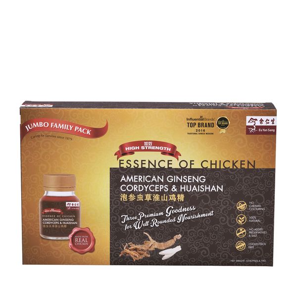 Jumbo Family Pack - Essence Of Chicken With American Ginseng, Cordyceps & Huaishan 10‘S 泡参虫草淮山鸡精