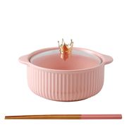 Exquisite Ceramic Pot & Chopsticks Set (Pink)