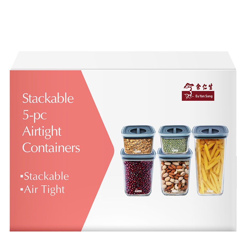 5pcs Airtight Container Set with Grey Lid