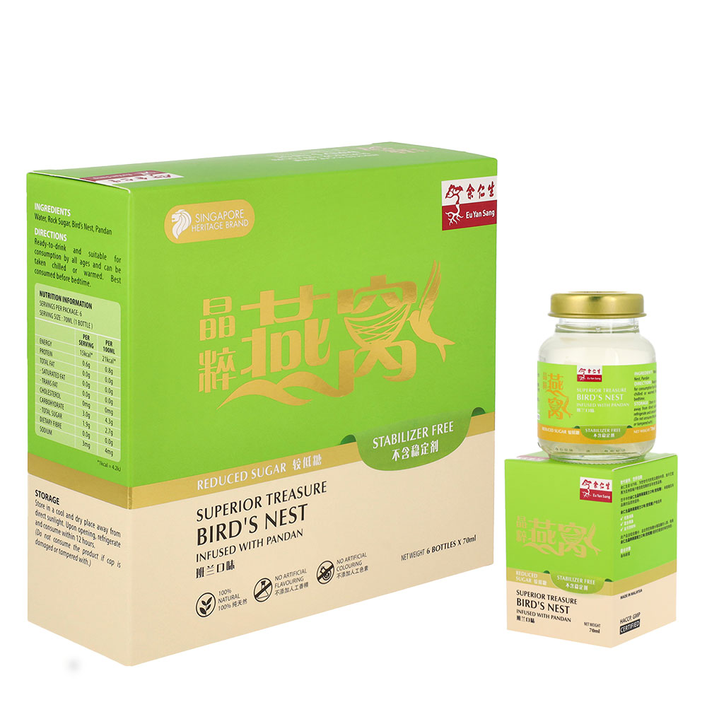 Superior Treasure Bird's Nest Infused with Pandan (Reduced Sugar) 6's