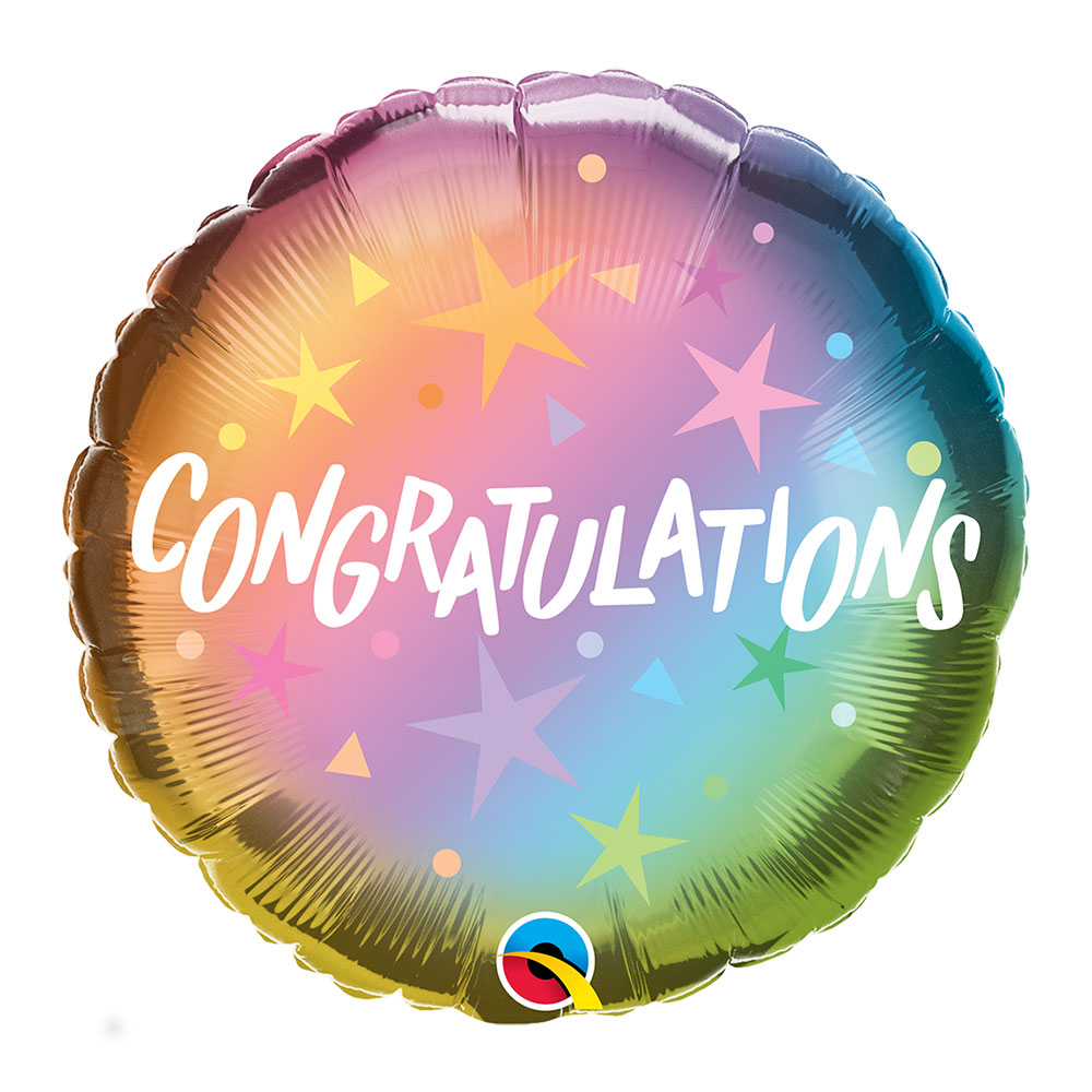Congratulations Ombre & Stars Balloon