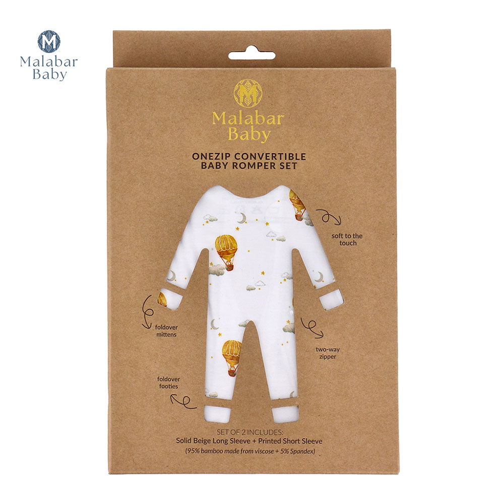 2 in 1 Romper Set 6m + 12m (Mustard + Hot Air Balloon)